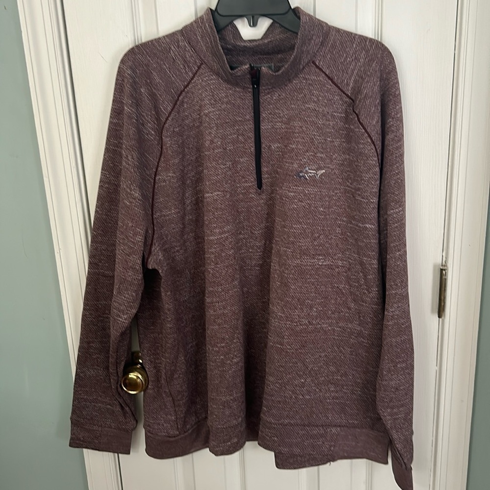 Greg Norman Sweatshirt Men 2X Red 1/4 Zip Pullover Logo Golf Shark Preppy